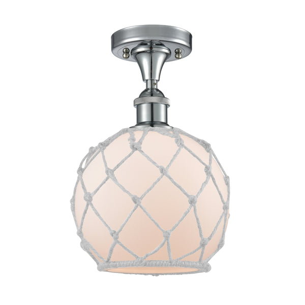 Innovations Lighting Farmhouse Rope 1 Light Semi-Flush Mount Part Of The Ballston Collection 516-1C-PC-G121-8RW