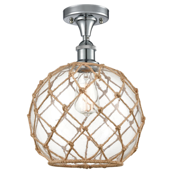 Innovations Lighting Large Farmhouse Rope 1 Light Semi-Flush Mount Part Of The Ballston Collection 516-1C-PC-G122-10RB