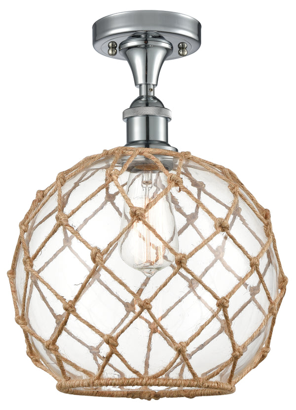 Innovations Lighting Large Farmhouse Rope 1 Light Semi-Flush Mount Part Of The Ballston Collection 516-1C-PC-G122-10RB-LED