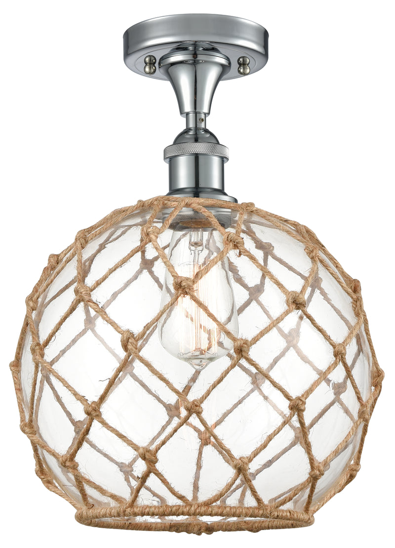Innovations Lighting Large Farmhouse Rope 1 Light Semi-Flush Mount Part Of The Ballston Collection 516-1C-PC-G122-10RB-LED