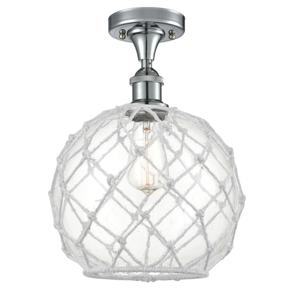 Innovations Lighting Large Farmhouse Rope 1 Light Semi-Flush Mount Part Of The Ballston Collection 516-1C-PC-G122-10RW