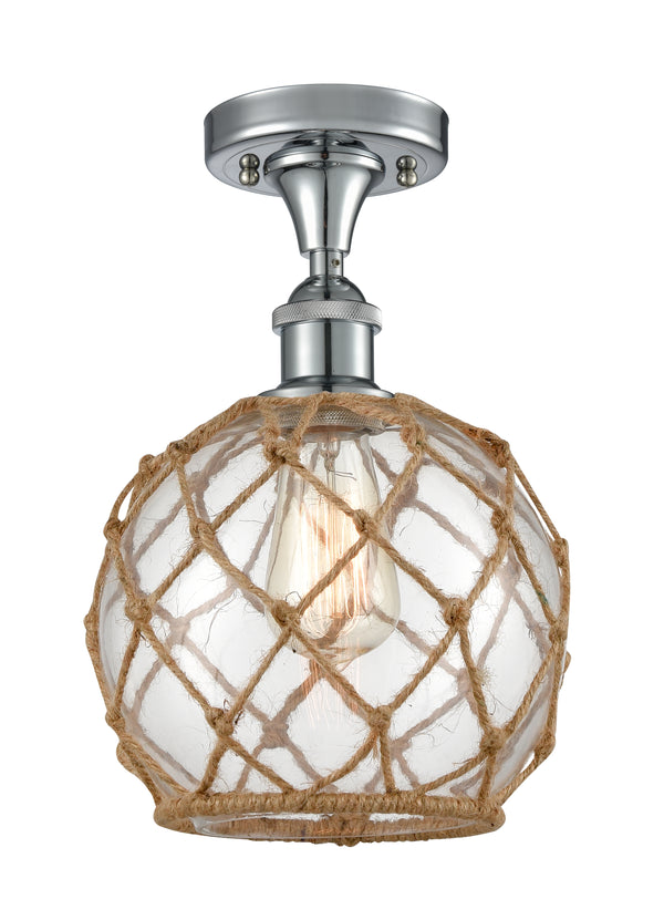 Innovations Lighting Farmhouse Rope 1 Light Semi-Flush Mount Part Of The Ballston Collection 516-1C-PC-G122-8RB-LED