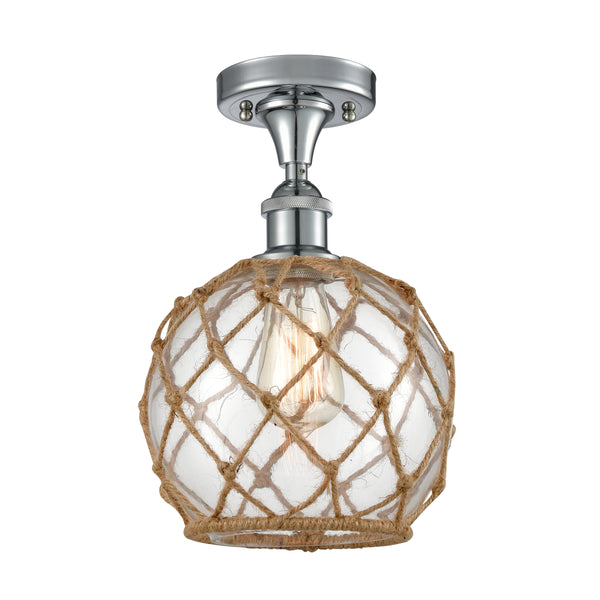Innovations Lighting Farmhouse Rope 1 Light Semi-Flush Mount Part Of The Ballston Collection 516-1C-PC-G122-8RB