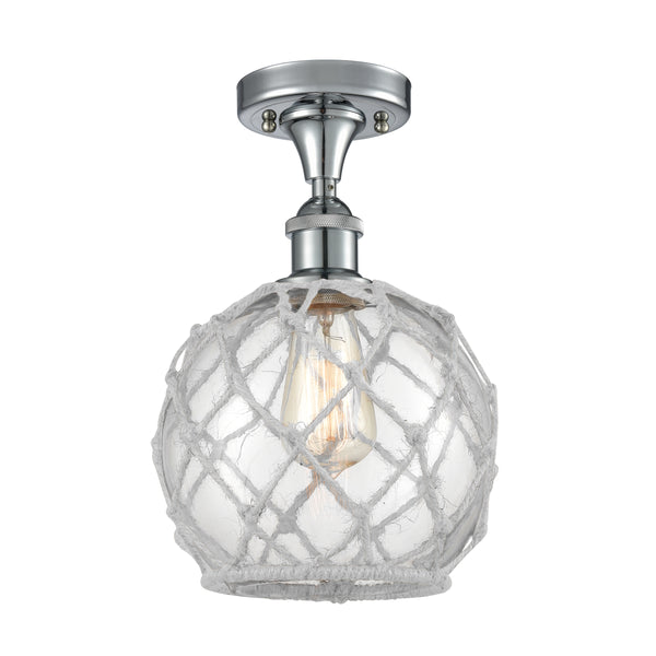 Innovations Lighting Farmhouse Rope 1 Light Semi-Flush Mount Part Of The Ballston Collection 516-1C-PC-G122-8RW
