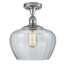 Fenton Semi-Flush Mount shown in the Polished Chrome finish with a Clear shade