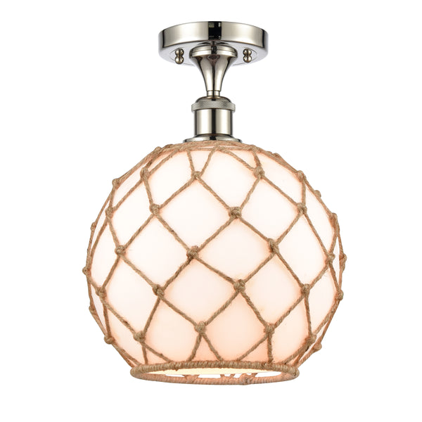 Innovations Lighting Large Farmhouse Rope 1 Light Semi-Flush Mount Part Of The Ballston Collection 516-1C-PN-G121-10RB