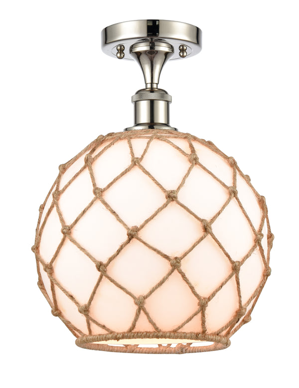 Innovations Lighting Large Farmhouse Rope 1 Light Semi-Flush Mount Part Of The Ballston Collection 516-1C-PN-G121-10RB-LED