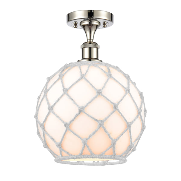 Innovations Lighting Large Farmhouse Rope 1 Light Semi-Flush Mount Part Of The Ballston Collection 516-1C-PN-G121-10RW