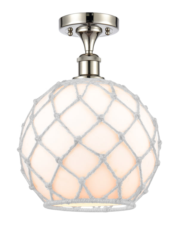 Innovations Lighting Large Farmhouse Rope 1 Light Semi-Flush Mount Part Of The Ballston Collection 516-1C-PN-G121-10RW-LED