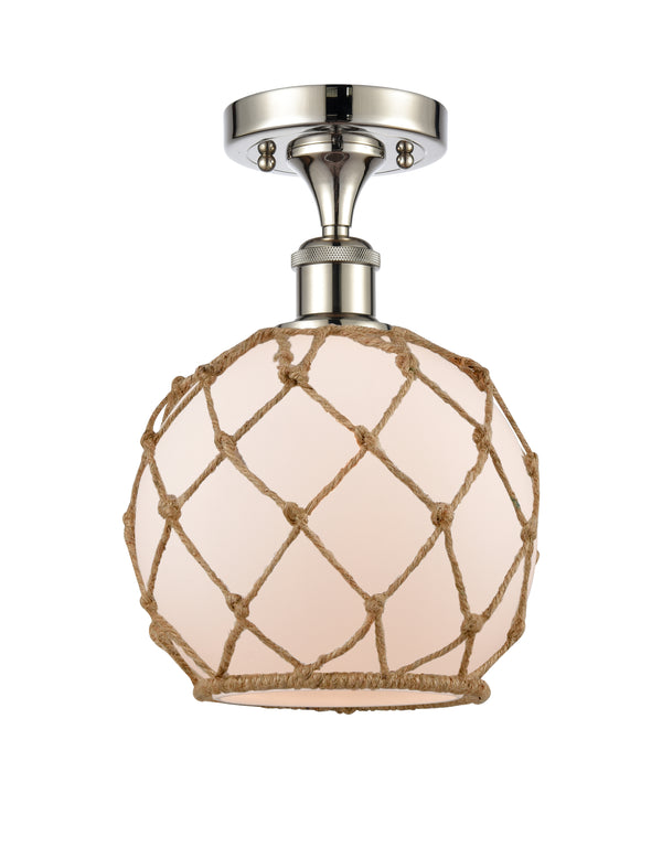 Innovations Lighting Farmhouse Rope 1 Light Semi-Flush Mount Part Of The Ballston Collection 516-1C-PN-G121-8RB-LED