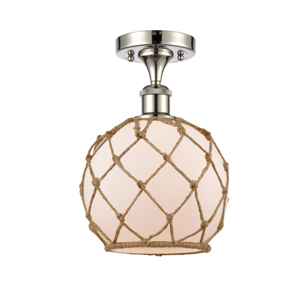 Innovations Lighting Farmhouse Rope 1 Light Semi-Flush Mount Part Of The Ballston Collection 516-1C-PN-G121-8RB