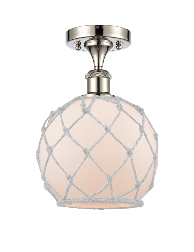 Innovations Lighting Farmhouse Rope 1 Light Semi-Flush Mount Part Of The Ballston Collection 516-1C-PN-G121-8RW-LED