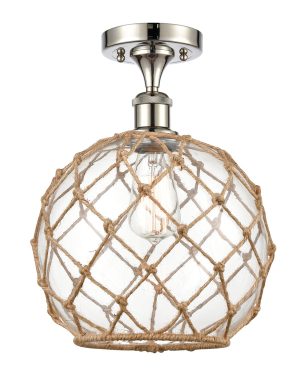 Innovations Lighting Large Farmhouse Rope 1 Light Semi-Flush Mount Part Of The Ballston Collection 516-1C-PN-G122-10RB-LED