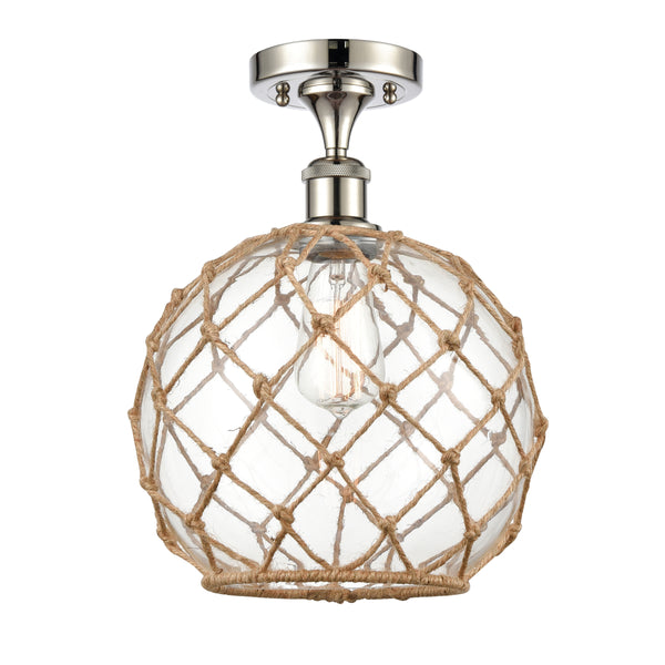 Innovations Lighting Large Farmhouse Rope 1 Light Semi-Flush Mount Part Of The Ballston Collection 516-1C-PN-G122-10RB