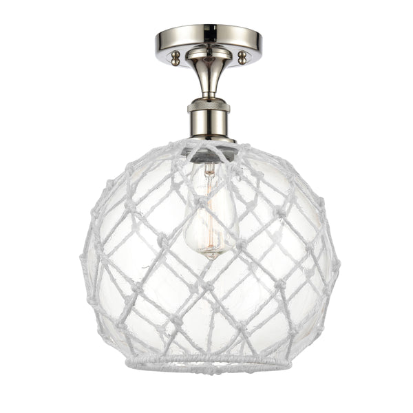 Innovations Lighting Large Farmhouse Rope 1 Light Semi-Flush Mount Part Of The Ballston Collection 516-1C-PN-G122-10RW