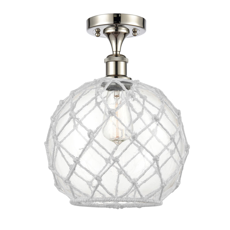 Innovations Lighting Large Farmhouse Rope 1 Light Semi-Flush Mount Part Of The Ballston Collection 516-1C-PN-G122-10RW