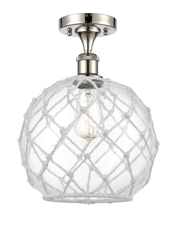 Innovations Lighting Large Farmhouse Rope 1 Light Semi-Flush Mount Part Of The Ballston Collection 516-1C-PN-G122-10RW-LED