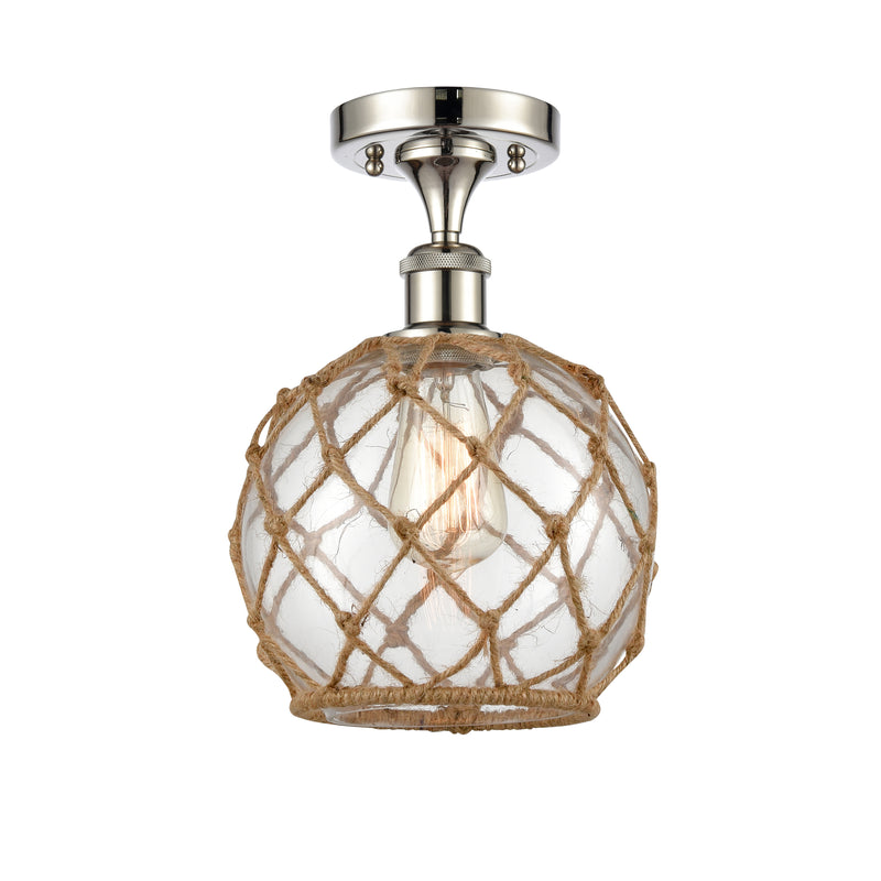 Innovations Lighting Farmhouse Rope 1 Light Semi-Flush Mount Part Of The Ballston Collection 516-1C-PN-G122-8RB