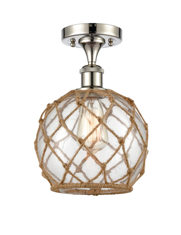 Innovations Lighting Farmhouse Rope 1 Light Semi-Flush Mount Part Of The Ballston Collection 516-1C-PN-G122-8RB-LED