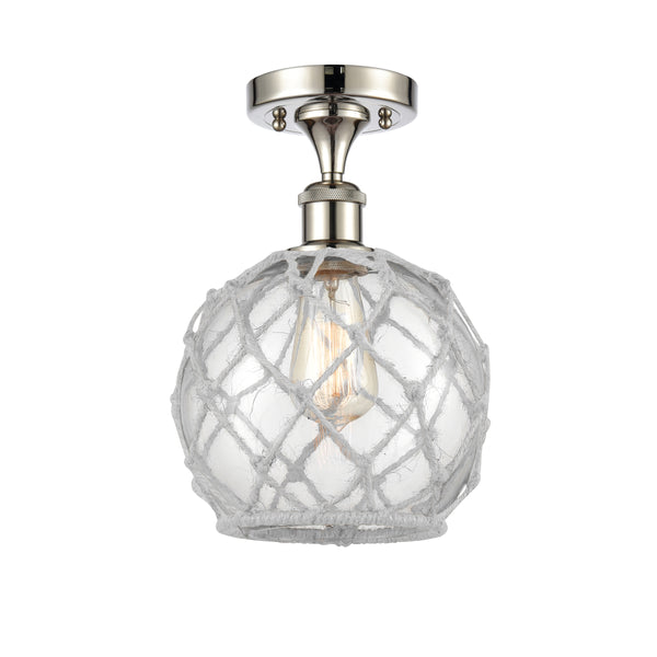 Innovations Lighting Farmhouse Rope 1 Light Semi-Flush Mount Part Of The Ballston Collection 516-1C-PN-G122-8RW