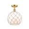 Farmhouse Rope Semi-Flush Mount shown in the Satin Gold finish with a White Glass with White Rope shade