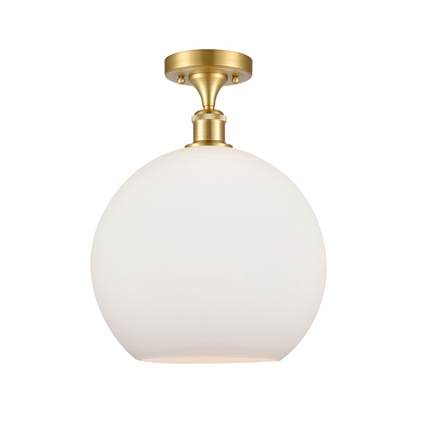Athens Semi-Flush Mount shown in the Satin Gold finish with a Matte White shade