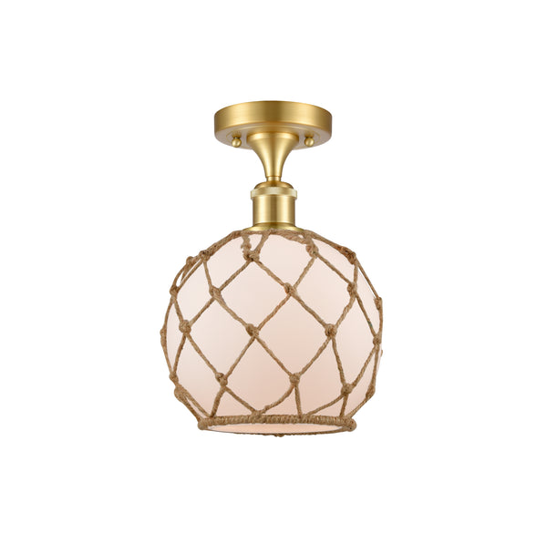 Innovations Lighting Farmhouse Rope 1 Light Semi-Flush Mount Part Of The Ballston Collection 516-1C-SG-G121-8RB-LED