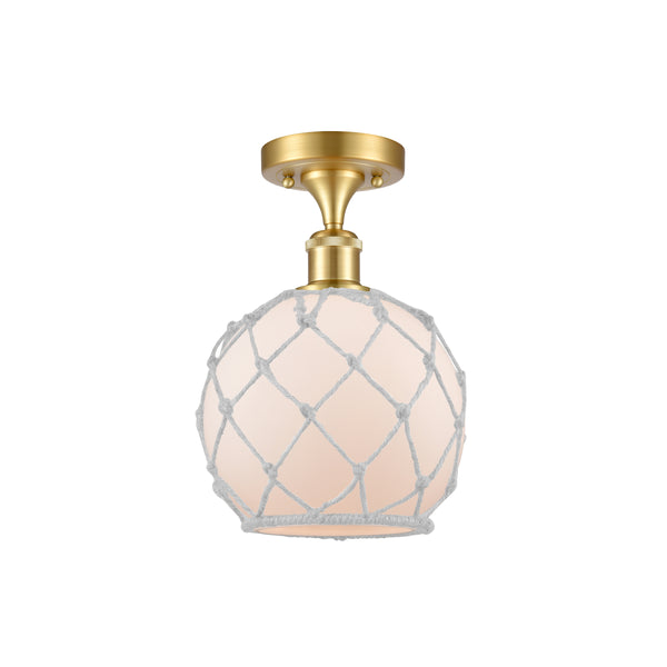 Innovations Lighting Farmhouse Rope 1 Light Semi-Flush Mount Part Of The Ballston Collection 516-1C-SG-G121-8RW