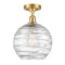 Deco Swirl Semi-Flush Mount shown in the Satin Gold finish with a Clear shade