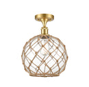 Innovations Lighting Large Farmhouse Rope 1 Light Semi-Flush Mount Part Of The Ballston Collection 516-1C-SG-G122-10RB-LED