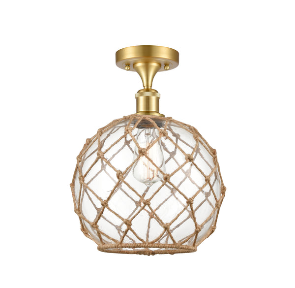 Innovations Lighting Large Farmhouse Rope 1 Light Semi-Flush Mount Part Of The Ballston Collection 516-1C-SG-G122-10RB-LED