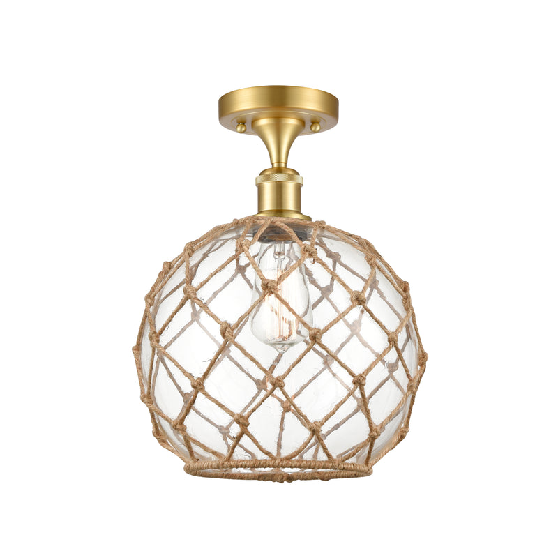 Innovations Lighting Large Farmhouse Rope 1 Light Semi-Flush Mount Part Of The Ballston Collection 516-1C-SG-G122-10RB-LED