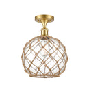 Innovations Lighting Large Farmhouse Rope 1 Light Semi-Flush Mount Part Of The Ballston Collection 516-1C-SG-G122-10RB