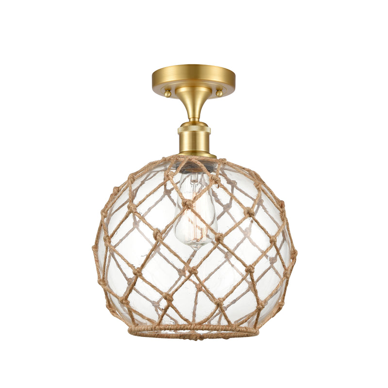 Innovations Lighting Large Farmhouse Rope 1 Light Semi-Flush Mount Part Of The Ballston Collection 516-1C-SG-G122-10RB