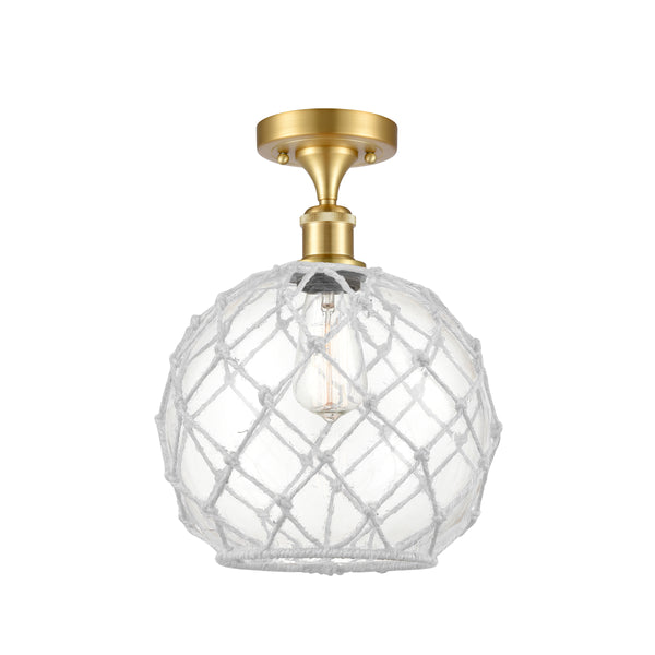 Innovations Lighting Large Farmhouse Rope 1 Light Semi-Flush Mount Part Of The Ballston Collection 516-1C-SG-G122-10RW