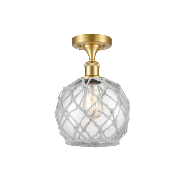 Innovations Lighting Farmhouse Rope 1 Light Semi-Flush Mount Part Of The Ballston Collection 516-1C-SG-G122-8RW