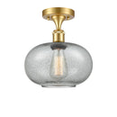 Gorham Semi-Flush Mount shown in the Satin Gold finish with a Charcoal shade