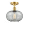 Gorham Semi-Flush Mount shown in the Satin Gold finish with a Charcoal shade