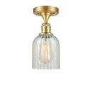 Caledonia Semi-Flush Mount shown in the Satin Gold finish with a Mouchette shade