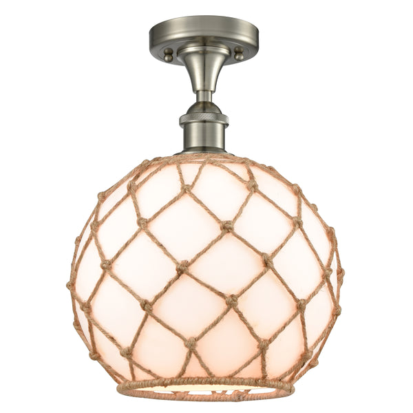 Innovations Lighting Large Farmhouse Rope 1 Light Semi-Flush Mount Part Of The Ballston Collection 516-1C-SN-G121-10RB