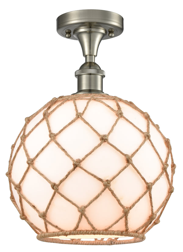 Innovations Lighting Large Farmhouse Rope 1 Light Semi-Flush Mount Part Of The Ballston Collection 516-1C-SN-G121-10RB-LED