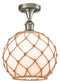 Innovations Lighting Large Farmhouse Rope 1 Light Semi-Flush Mount Part Of The Ballston Collection 516-1C-SN-G121-10RB-LED