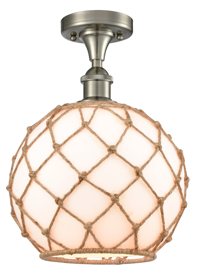 Innovations Lighting Large Farmhouse Rope 1 Light Semi-Flush Mount Part Of The Ballston Collection 516-1C-SN-G121-10RB-LED