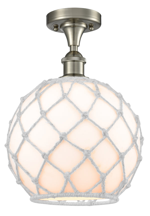 Innovations Lighting Large Farmhouse Rope 1 Light Semi-Flush Mount Part Of The Ballston Collection 516-1C-SN-G121-10RW-LED