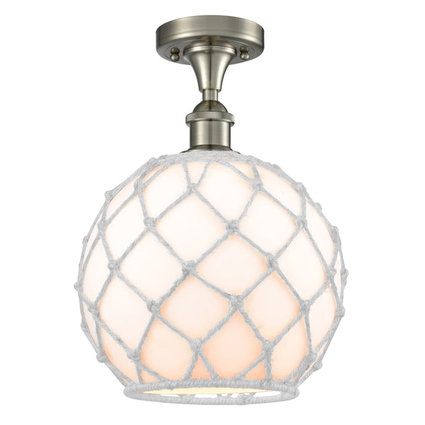 Innovations Lighting Large Farmhouse Rope 1 Light Semi-Flush Mount Part Of The Ballston Collection 516-1C-SN-G121-10RW