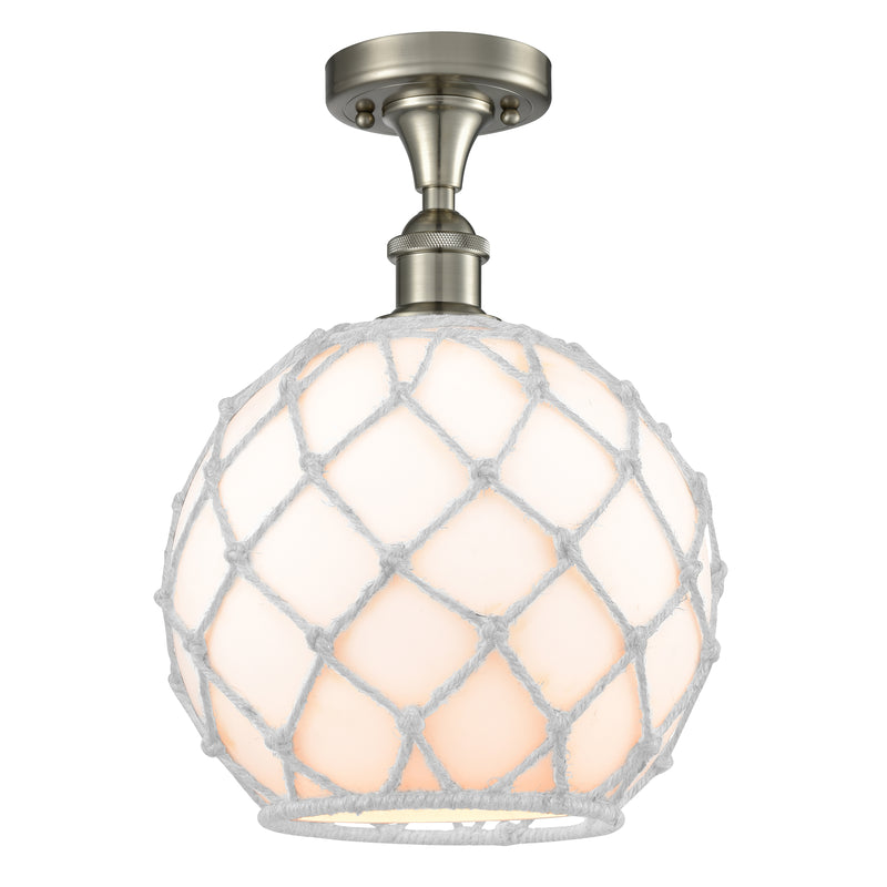 Innovations Lighting Large Farmhouse Rope 1 Light Semi-Flush Mount Part Of The Ballston Collection 516-1C-SN-G121-10RW