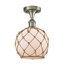 Innovations Lighting Farmhouse Rope 1 Light Semi-Flush Mount Part Of The Ballston Collection 516-1C-SN-G121-8RB