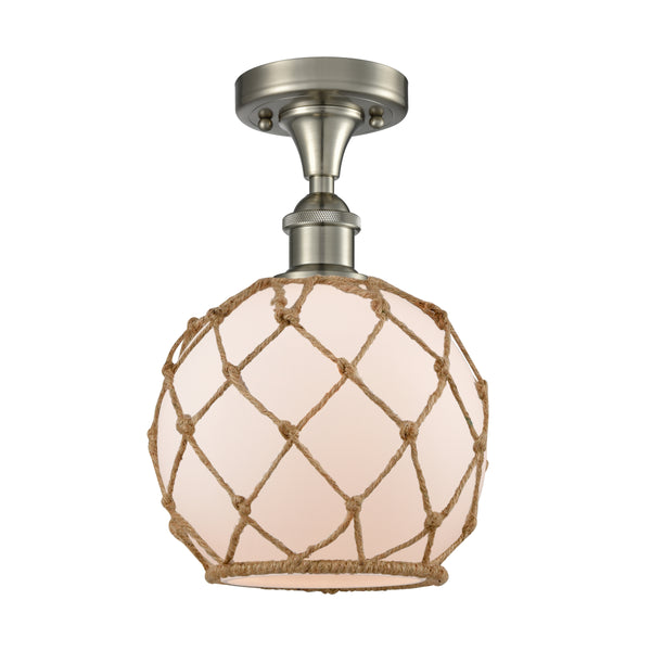 Innovations Lighting Farmhouse Rope 1 Light Semi-Flush Mount Part Of The Ballston Collection 516-1C-SN-G121-8RB