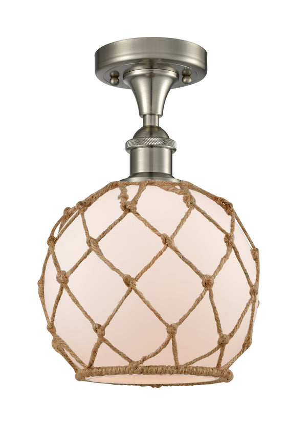 Innovations Lighting Farmhouse Rope 1 Light Semi-Flush Mount Part Of The Ballston Collection 516-1C-SN-G121-8RB-LED
