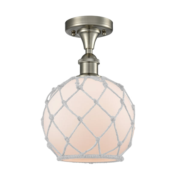 Innovations Lighting Farmhouse Rope 1 Light Semi-Flush Mount Part Of The Ballston Collection 516-1C-SN-G121-8RW